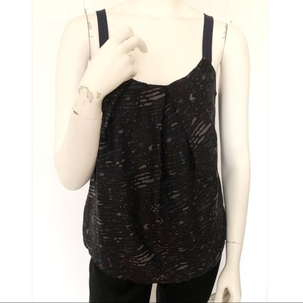 Gap Black Blue & Grey Silk Blend Flowy Tank Top XS